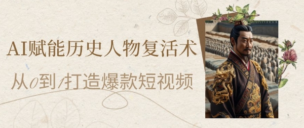 AI赋能历史人物复活术：从0到1打造爆款短视频，7天涨粉10W，小白也能月入过1W-创业吧