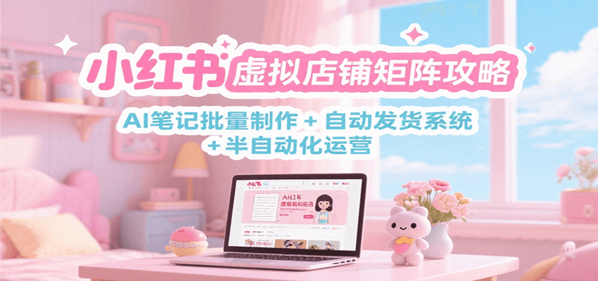 小红书虚拟店铺矩阵攻略：AI笔记批量制作 + 自动发货系统 + 半自动化运营-创业吧