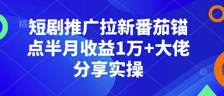短剧推广拉新番茄锚点半月收益1万+大佬分享实操-创业吧