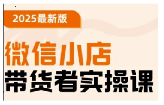 2025最新版微信小店带货者实操课，基础操作到高级运营技巧，快速上手-创业吧