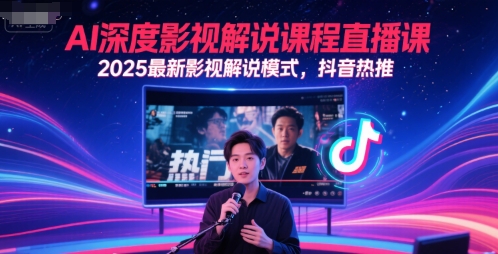 AI深度影视解说课程直播课，2025最新影视解说模式，抖音热推-创业吧