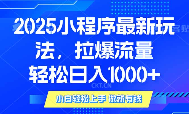 2025年小程序最新玩法，流量直接拉爆，单日稳定变现1000+-创业吧