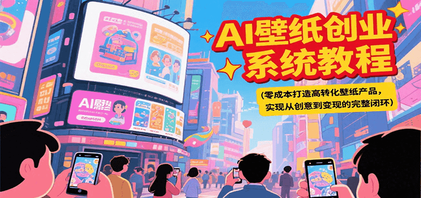 AI壁纸创业系统教程，零成本打造高转化壁纸产品，实现从创意到变现的完整闭环-创业吧