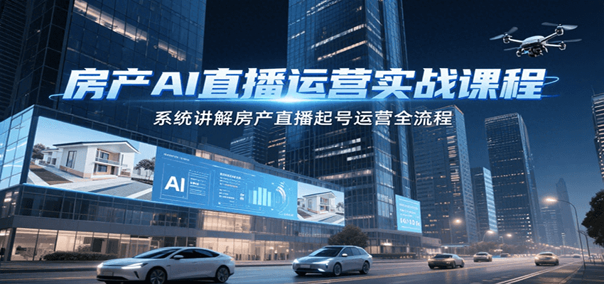 房产AI直播运营实战课程，系统讲解房产直播起号运营全流程-创业吧