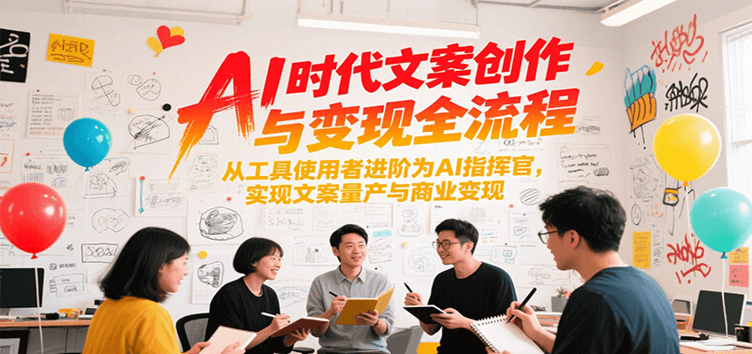 AI时代文案创作与变现全流程，从工具使用者进阶为AI指挥官，实现文案量产与商业变现-创业吧