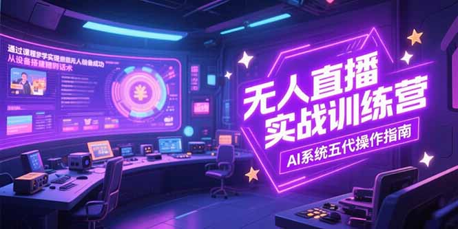 无人直播实操训练营，从设备搭建到话术，AI系统五代操作指南(7月更新-创业吧