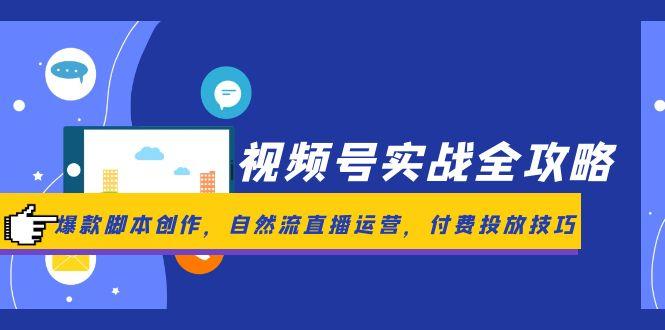 视频号实战全攻略，爆款脚本创作，自然流直播运营，付费投放技巧-创业吧