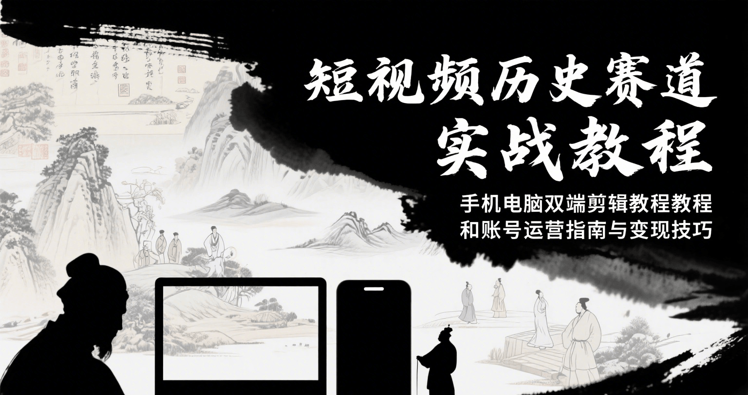 短视频历史赛道实战教程，手机电脑双端剪辑教程和账号运营指南与变现技巧-创业吧