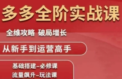 拼多多全阶实战课程，全维攻略，破局增长，从新手到运营高手-创业吧