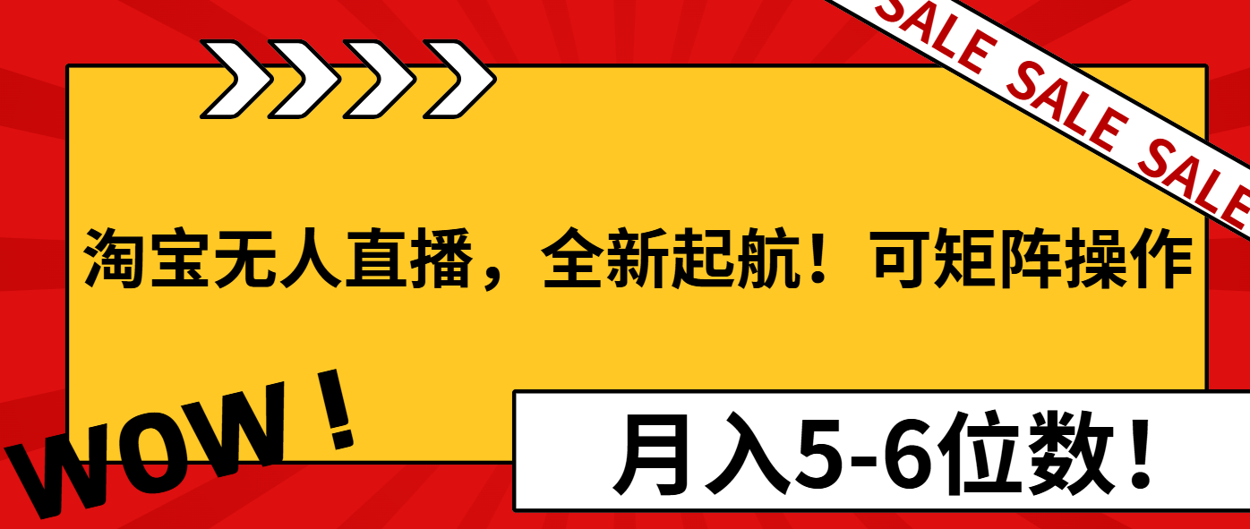 淘宝无人直播，全新起航！可矩阵操作，月入5-6位数！-创业吧