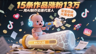 用AI制作幼崽代言人，宝宝的控诉火爆全网，15条作品涨粉13W，单号月入5位数实操教程-创业吧