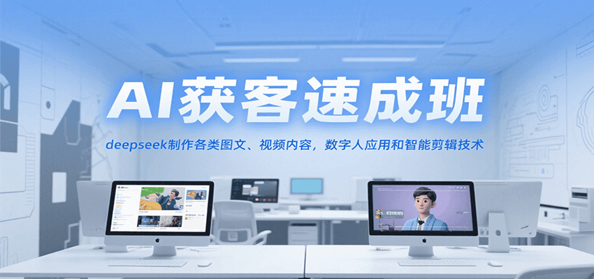 AI获客速成班，deepseek制作各类图文、视频内容，数字人应用和智能剪辑技术-创业吧