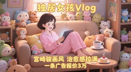 单个账号涨粉71W！用AI制作独居女孩Vlog，宫崎骏画风，治愈感拉满，一条广告报价3W-创业吧