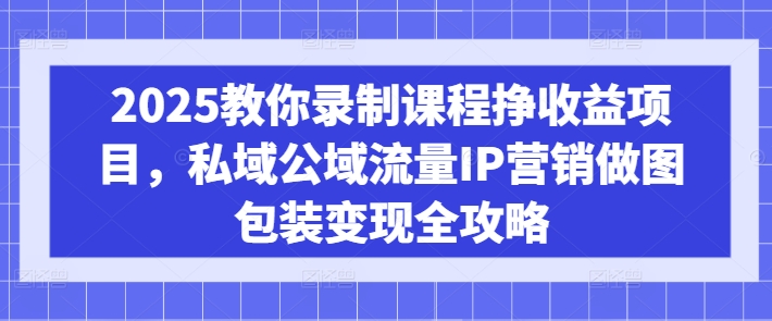 2025教你录制课程挣收益项目，私域公域流量IP营销做图包装变现全攻略-创业吧