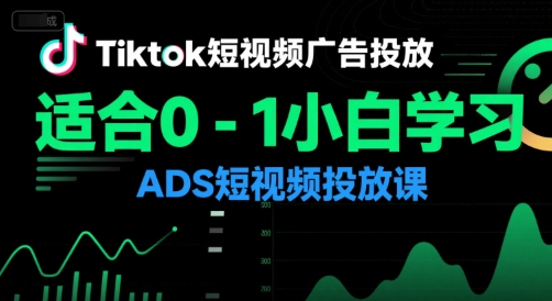 Tiktok短视频广告投放，适合0-1小白学习ADS短视频投放课-创业吧